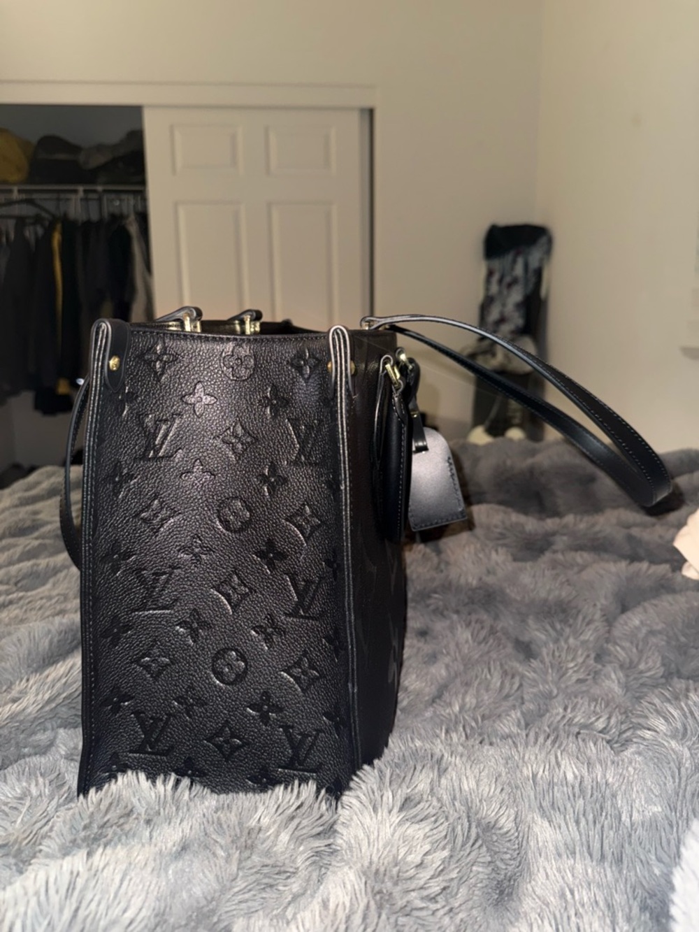 Black Embossed Monogram Tote Bag - Designer Style